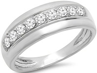 0.50 Carat (Ctw) 18K Gold Round Cut White Diamond Men's Anniversary Wedding Band