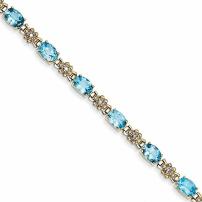 Perfect Jewelry Gift 14k Blue Topaz and Diamond Bracelet