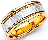 14k Two Tone Gold 8mm Comfort Fit Wedding Band