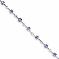 Perfect Jewelry Gift Sterling Silver Rhodium-plated Tanzanite & White Topaz Bracelet