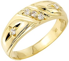 Men's 10k Yellow Gold 5-Stone Diamond Wedding Ring Band