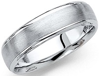Wellingsale 14k White Gold Polished Satin 6MM Rounded Edge Comfort Fit Wedding Band Ring