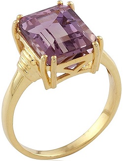18KT Yellow Gold Over Sterling Silver 4.35cttw Octagon Ametrine Solitaire Ring