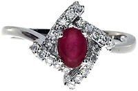 0.59 Carat ctw 14k Gold Round Red Ruby Solitaire & Diamond Square Halo Fashion Promise Ring