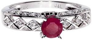 0.97 Carat ctw 14k Gold Round Red Ruby Solitaire & Diamond Infinity Twisting Fashion Promise Ring