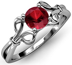 Ruby Floral Solitaire Ring 0.95 ct in 925 Sterling Silver