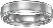 Men's Platinum Comfort-Fit Wedding Band with High-Polish Round Edges with Satin Center, 6 mm