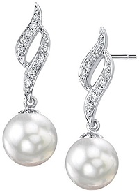 14K Gold White South Sea Cultured Pearl & Diamond Suzanna Earrings