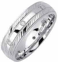 0.16ct TDW White Diamonds Platinum Center Stripe Men's Comfort Fit Wedding Band (G-H, SI1-SI2) (6mm)