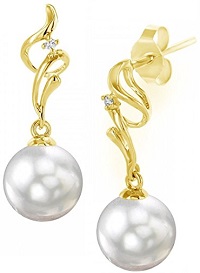 18K Gold White Akoya Cultured Pearl Aria Earrings