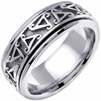 Platinum Celtic Triskele Men's Comfort Fit Wedding Band