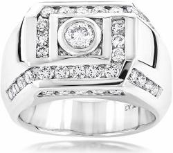 Luxurman Unique Platinum Men's Natural Diamond Ring (1.9 Ctw,G-H Color)