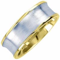 Two Tone Platinum and 18K Yellow Gold Center Stripe Men's Concave Comfort Fit Wedding Band (8mm)