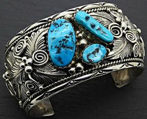 Big Mens Cuff Turquoise Silver Native American Cuff Bracelet