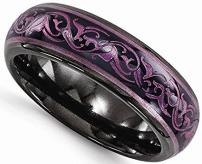 Edward Mirell Black Titanium Purple Color Anodized 6mm Wedding Band