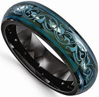 Edward Mirell Black Titanium Teal Color Anodized 6mm Wedding Band