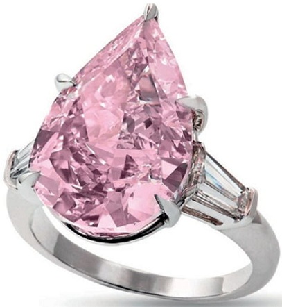 The 9.14 carat Fancy Vivid Pink VS2 Pear Shaped Diamond