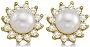 Akoya Cultured Pearl and Diamond Halo Earrings 14K Yellow Gold (6mm)