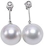 18K Gold Luxurious 14-14.5mm White South Sea Pearl Dangle Earrings