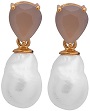 Pear Rose Chalcedony With Drop Baroque Pearl Jewelry For Women in 925 Silver