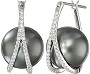 18k Black Gold 12x13mm Tahitian Pearl and Diamond Hoop Earrings