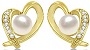 Akoya Cultured Pearl and Diamond Heart Earrings 14K Yellow Gold (7mm)
