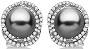 Tahitian Cultured Pearl and Diamond Stud Earrings 14K White Gold (9mm)