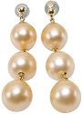 18K Gold 9.5-11mm Golden South Sea Pearl Dangle Earrings
