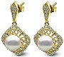 Antique Akoya Pearl Drop Earrings With Diamonds in 14k Y. Gold (0.33ct)