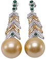 18K Gold & Diamond Huge 16mm Golden South Sea Pearl Earrings