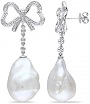 Freshwater Baroque Pearl Drop Earrings 14k White Gold