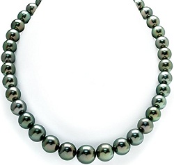 14K Gold 10-12mm Peacock Tahitian Pearls Necklace