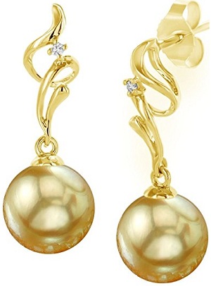 18K Gold Golden South Sea Cultured Pearl Aria Earrings - AAA Quality