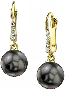14K Gold Tahitian South Sea Cultured Pearl & Diamond Susan Earrings