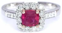 Natural Untreated Ruby Diamond Ring GIA Certified Pigeon Blood 1.51 cttw 14k White Gold and Rose Gold