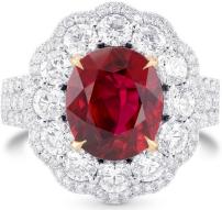 Pigeons Blood Ruby Color Red Oval Ruby & Diamond Extraordinary Ring (6.17Ct TW)