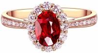 Jewelry Wedding Bands 18K Gold 0.55ct/1.08ct Natural Pigeon Blood Ruby Rings