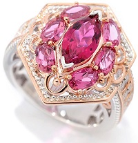 Michael Valitutti Palladium Silver Multi Shape Pink Tourmaline Hexagon Ring