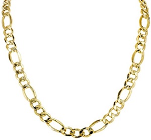 14kt Yellow Gold Diamond Cut Alternate 3+1 Classic Figaro Chain with Lobster Clasp