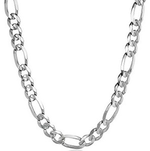 Men's 14k White Gold Figaro Chain Necklace