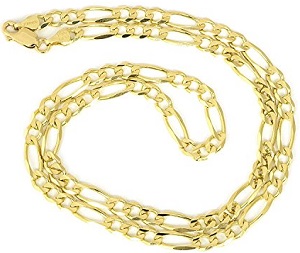 Men's 14k Solid Yellow Gold Figaro 5mm Chain Necklace In Different Sizes
