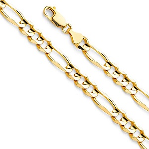 Wellingsale 14k Tri 3 Color Gold Solid Polished Mens Diamond Cut Figaro ID Bracelet 8.5 