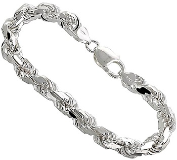 Sterling Silver Diamond Cut Rope Chain Necklaces & Bracelets Nickel Free Italy 1-7mm