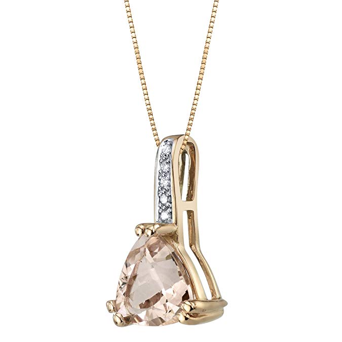 14K Rose or White Gold Diamond and Genuine or Created Gemstone Triad Pendant Trillion Cut
