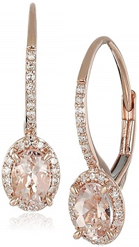 10k Pink Gold Morganite and Diamond Dangle Earrings
