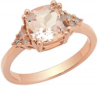 10K Rose Gold 8 MM Cushion Gemstone & Round White Diamond Ladies Bridal Engagement Ring