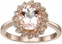 10k Rose Gold Morganite and Diamond Flower Halo Ring