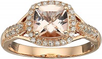 10k Rose Gold Morganite and TDW Diamond Ring