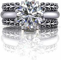 1.26 Carat Round Cut Moissanite Engagement Ring Real 14K White Gold Wedding Rings