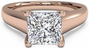 Forever Carat US 2.12 Ct Princess Cut Moissanite Engagement Ring Real 14K Rose Gold Wedding Ring